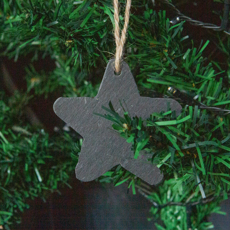 Nicola Spring Christmas Tree Hanging Slate Decoration - Star Design