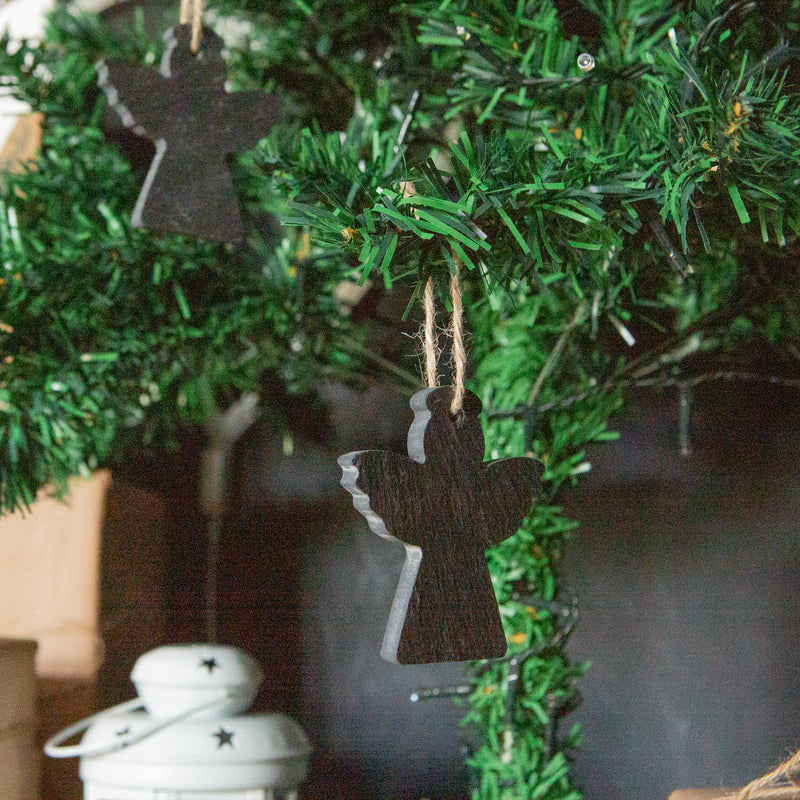 Nicola Spring Christmas Tree Hanging Slate Decoration - Angel Design