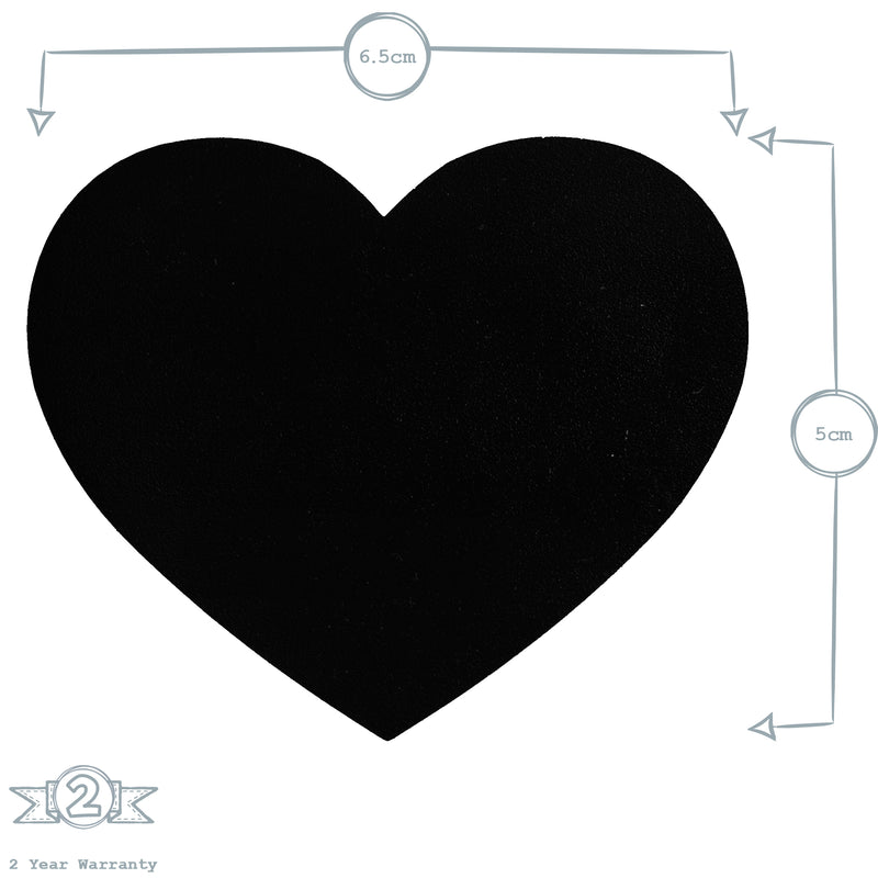 Set of 6 Glass Jar Chalkboard Labels - Heart - 6.5cm x 5cm