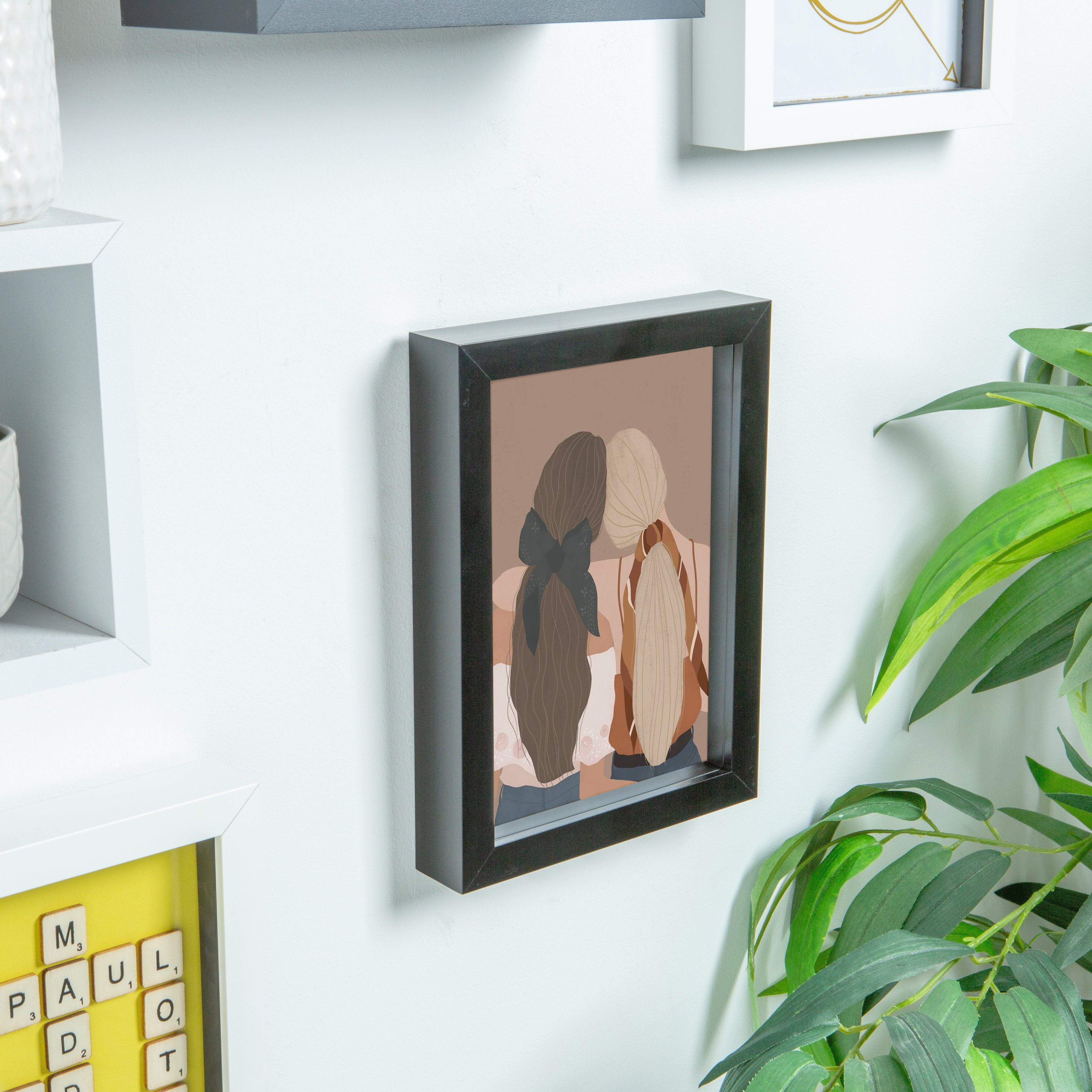 Nicola Spring Acrylic Box Photo Frame - Black - 6 x 8 (A5)