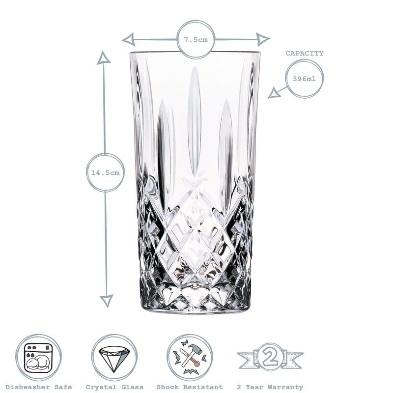 RCR Crystal Orchestra Cut Glass Highball Cocktail Glass - 396ml
