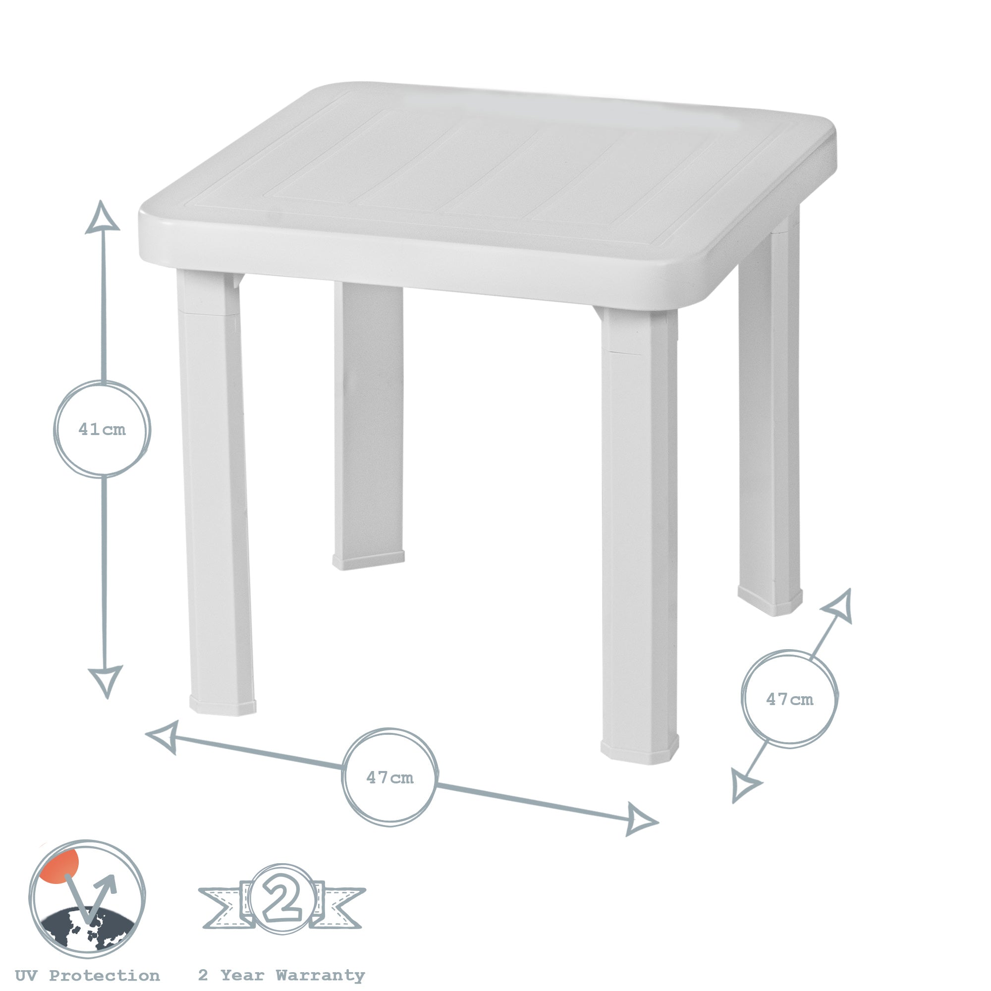 Resol Andorra Plastic Home Garden Sun Lounger Side Table - Grey - 47 x 47cm