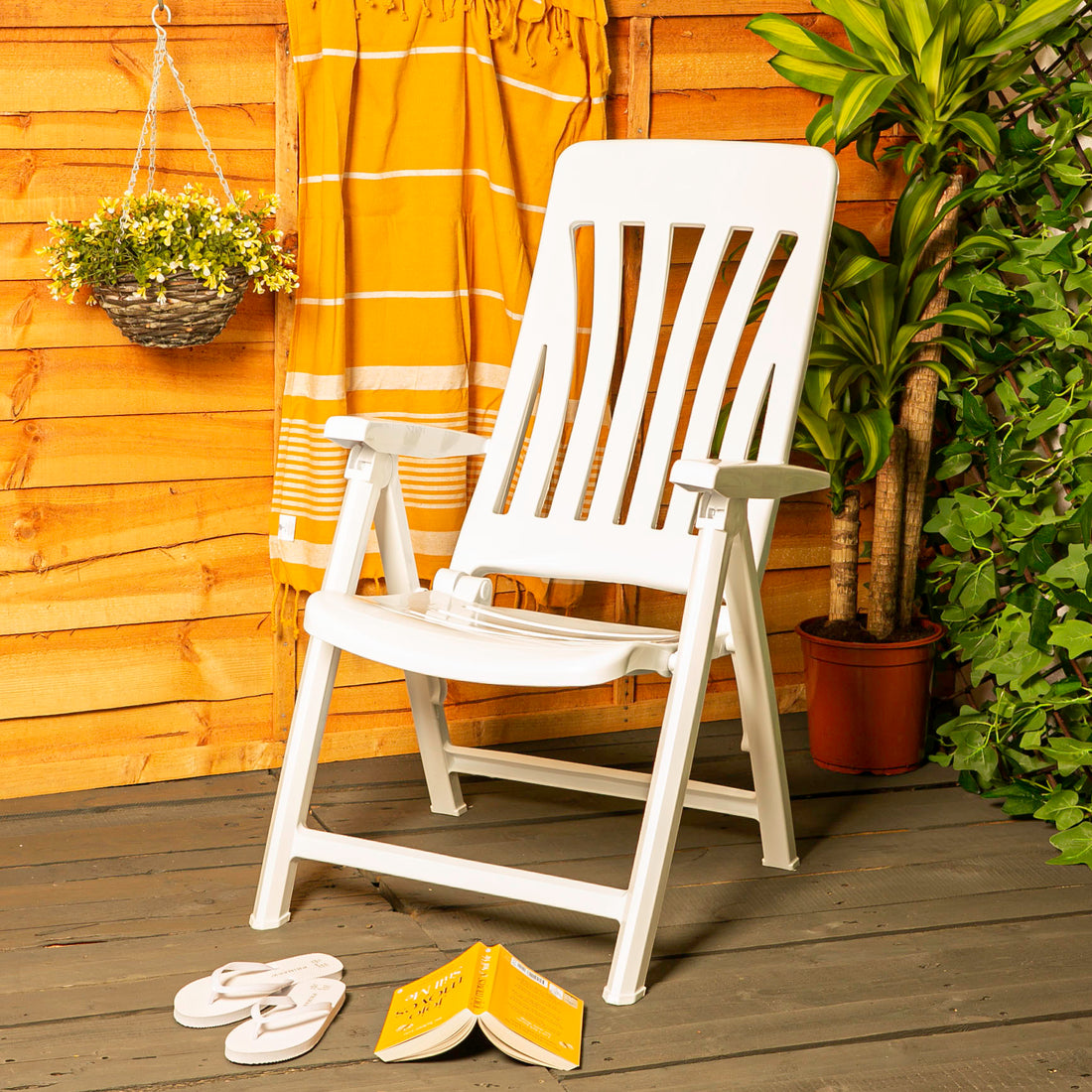 Resol Blanes Folding Multi-Position Garden Armchair - White Plastic