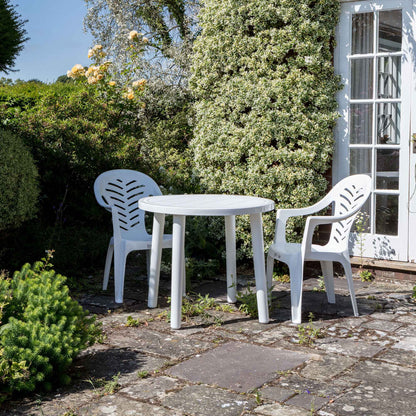 Resol Tossa Outdoor Round Garden Table - White Plastic - 86cm Diameter