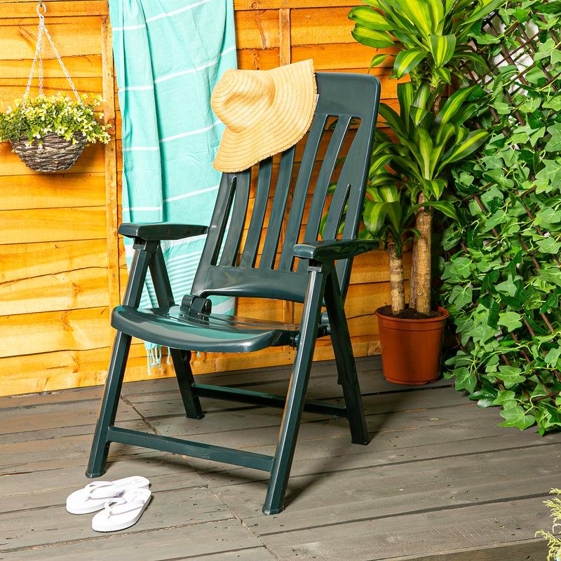 Resol Blanes Folding Multi-Position Garden Armchair - Green Plastic