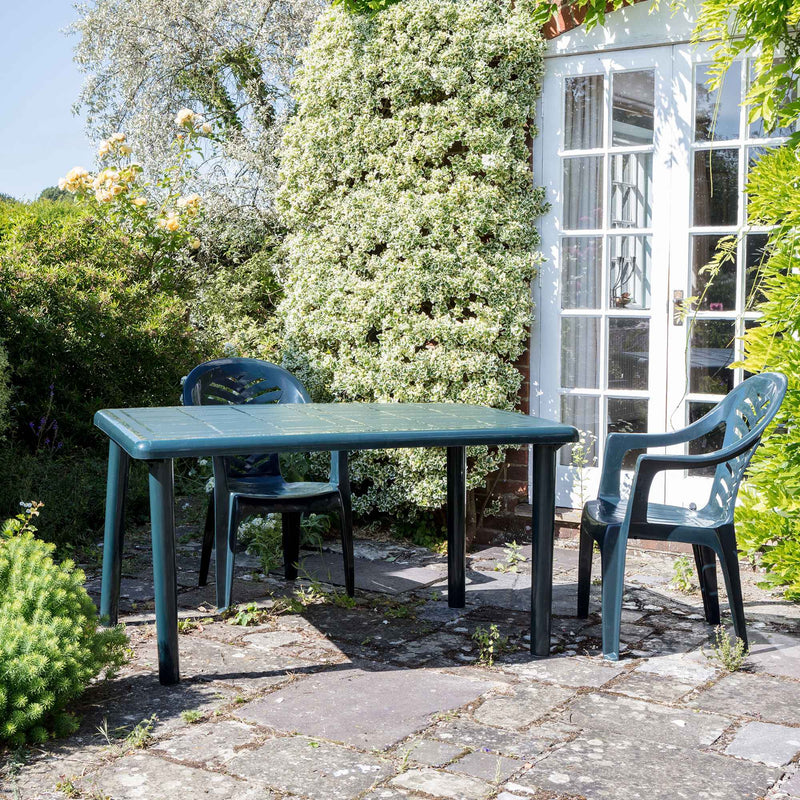 Resol Olot Outdoor Rectangular Garden Table - Green Plastic - 140 x 90cm