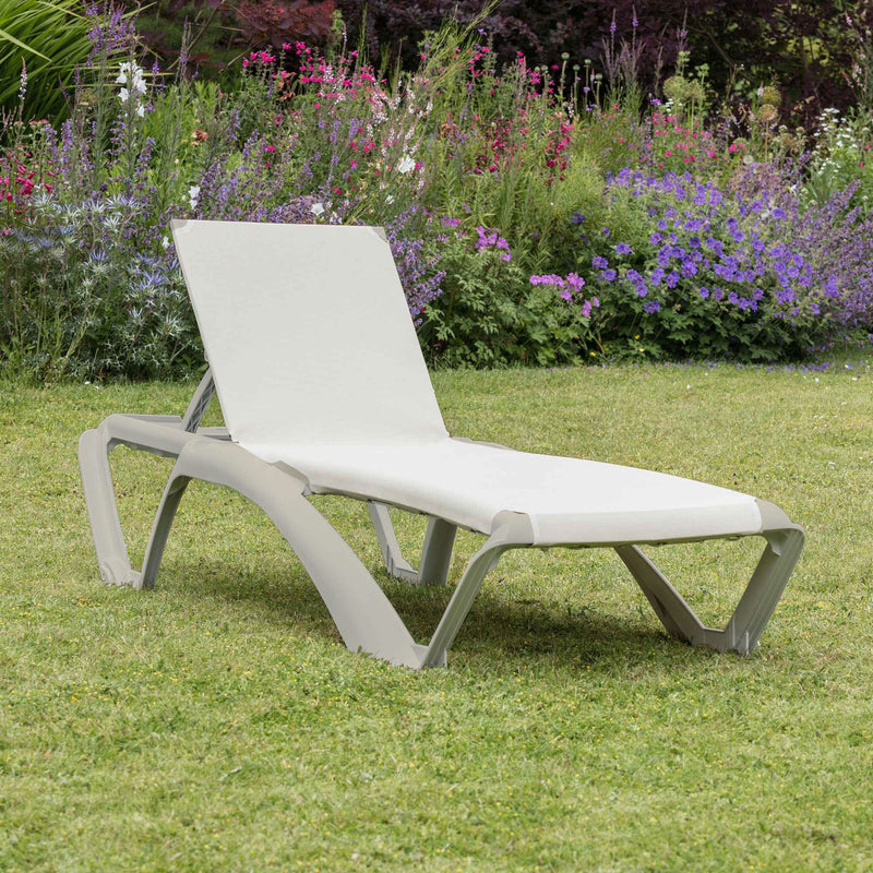 Resol Marina Sun Lounger - Ivory Cream Frame with Natural / Cream Canvas Material