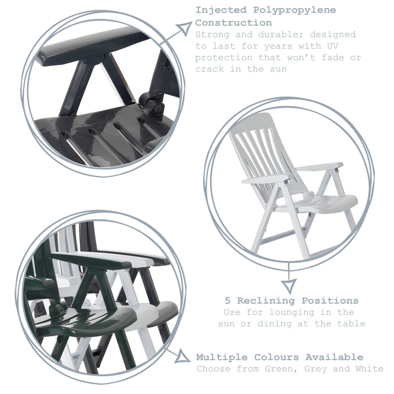 Resol Blanes Folding Multi-Position Garden Armchair - White Plastic