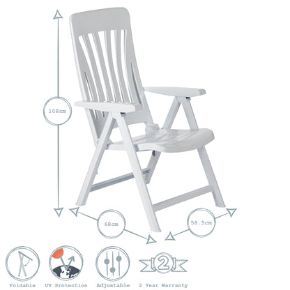 Resol Blanes Folding Multi-Position Garden Armchair - White Plastic