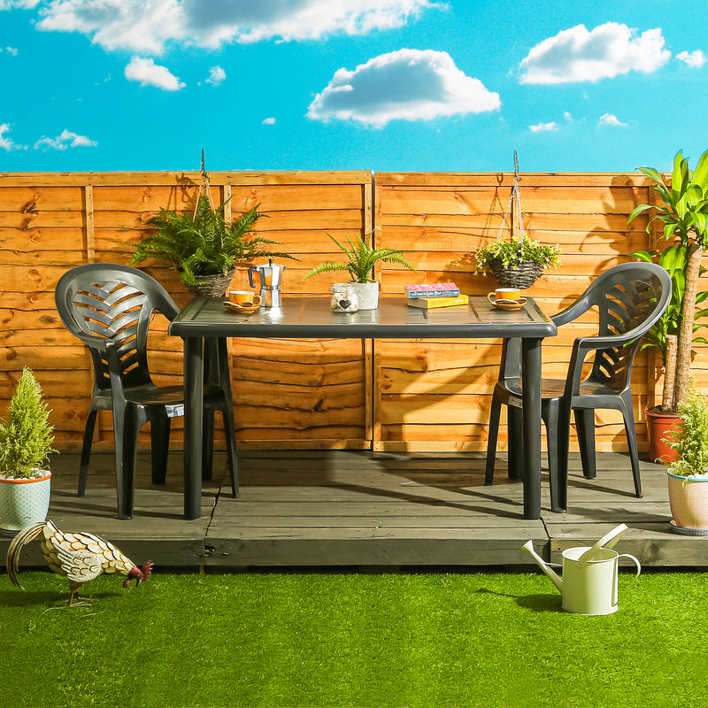 Resol Olot Rectangular Plastic Home Garden Family Dining Table - 140 x 90cm - Grey