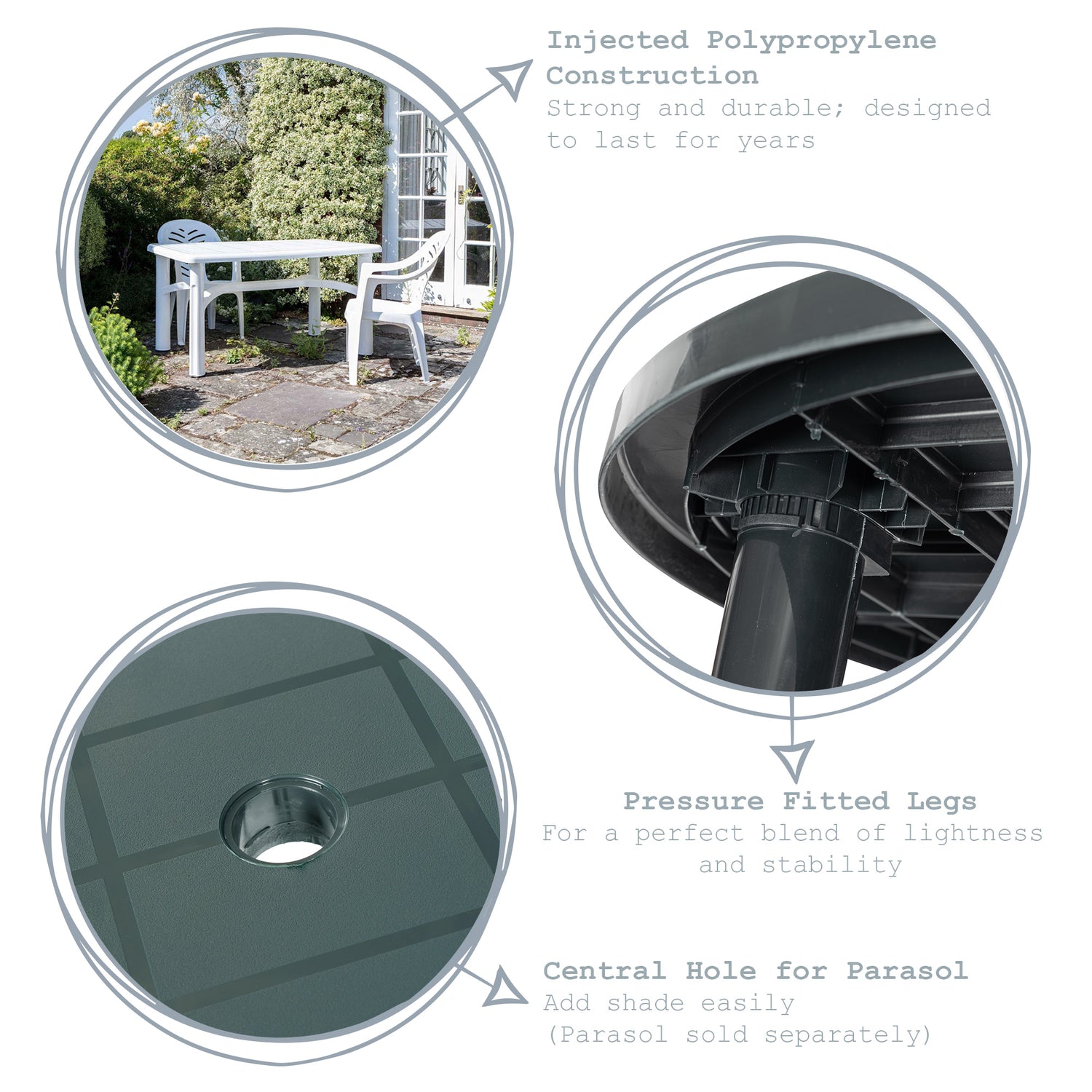 Resol Gala Outdoor Oval Garden Table - White Plastic - 140 x 90cm
