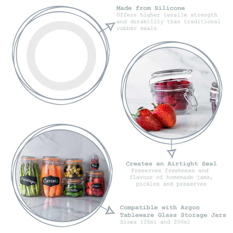 Argon Tableware Glass Storage Jar Seal - White - Medium