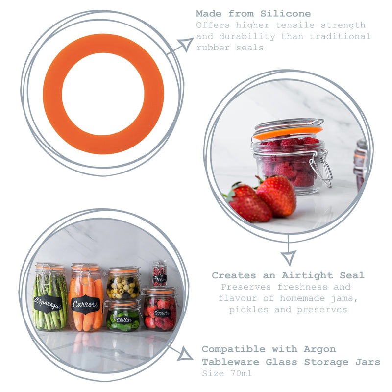 Argon Tableware Glass Storage Jar Seal - Orange - Small