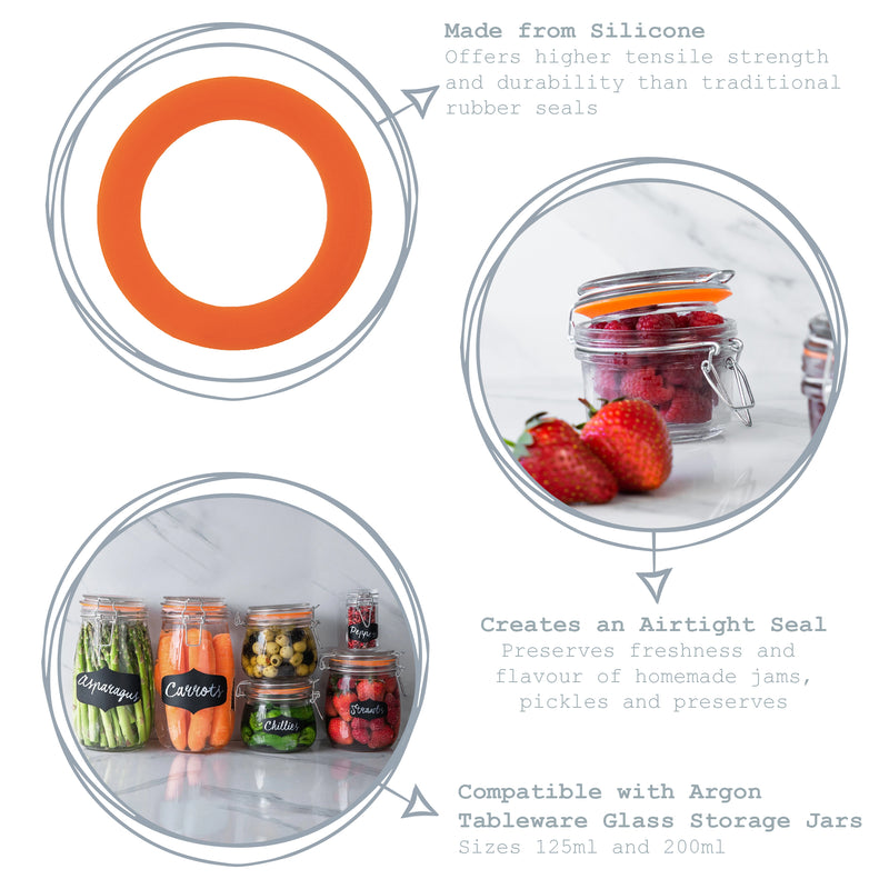 Argon Tableware Glass Storage Jar Seal - Orange - Medium