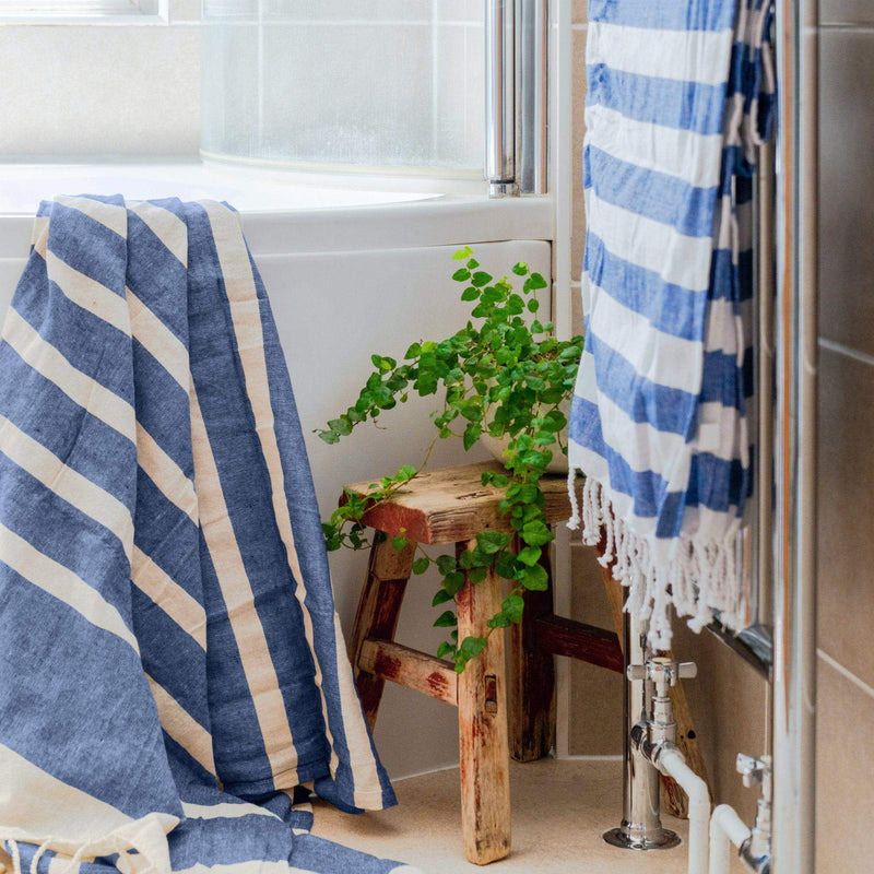 Nicola Spring 170 x 90cm Turkish Cotton Beach Towel - Navy Stripe