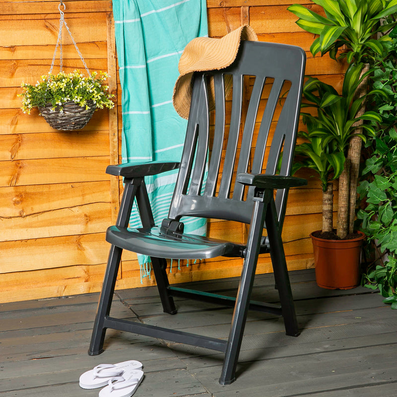 Resol Blanes Folding Multi-Position Garden Armchair - Grey Plastic