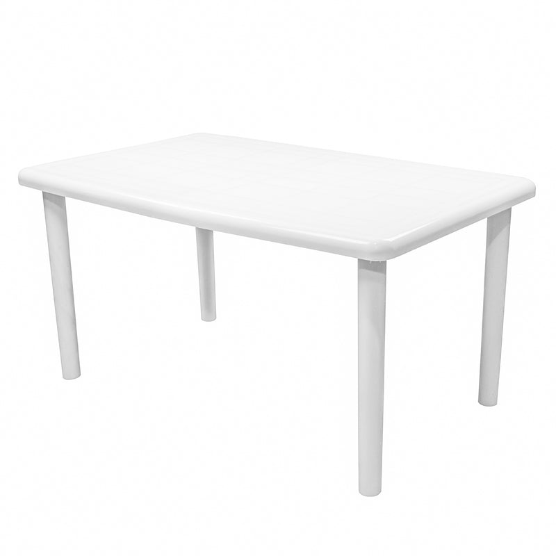 Resol Olot Outdoor Rectangular Garden Table - White Plastic - 140 x 90cm