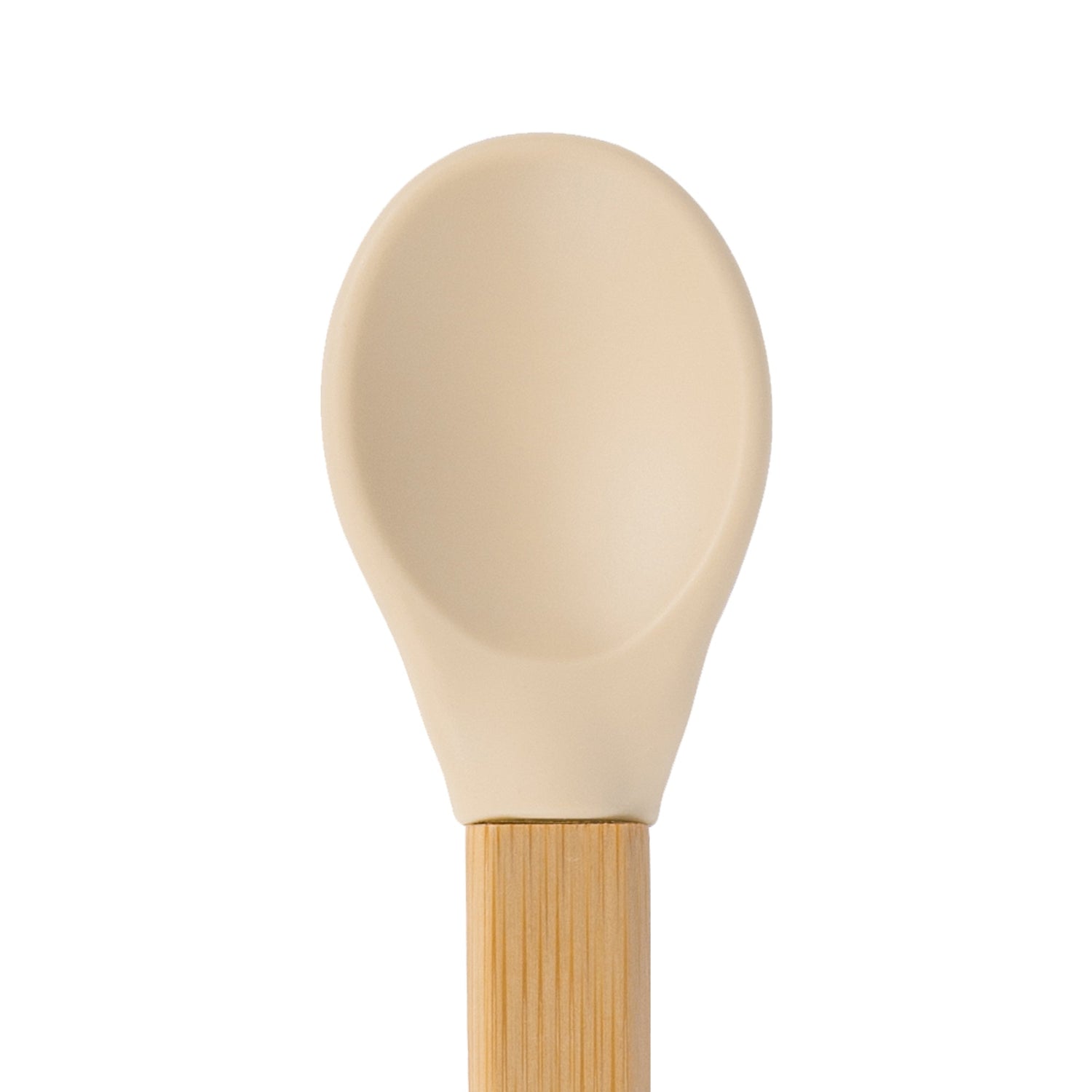 Beige Soft Tip Bamboo Spoon - Silicone Tip