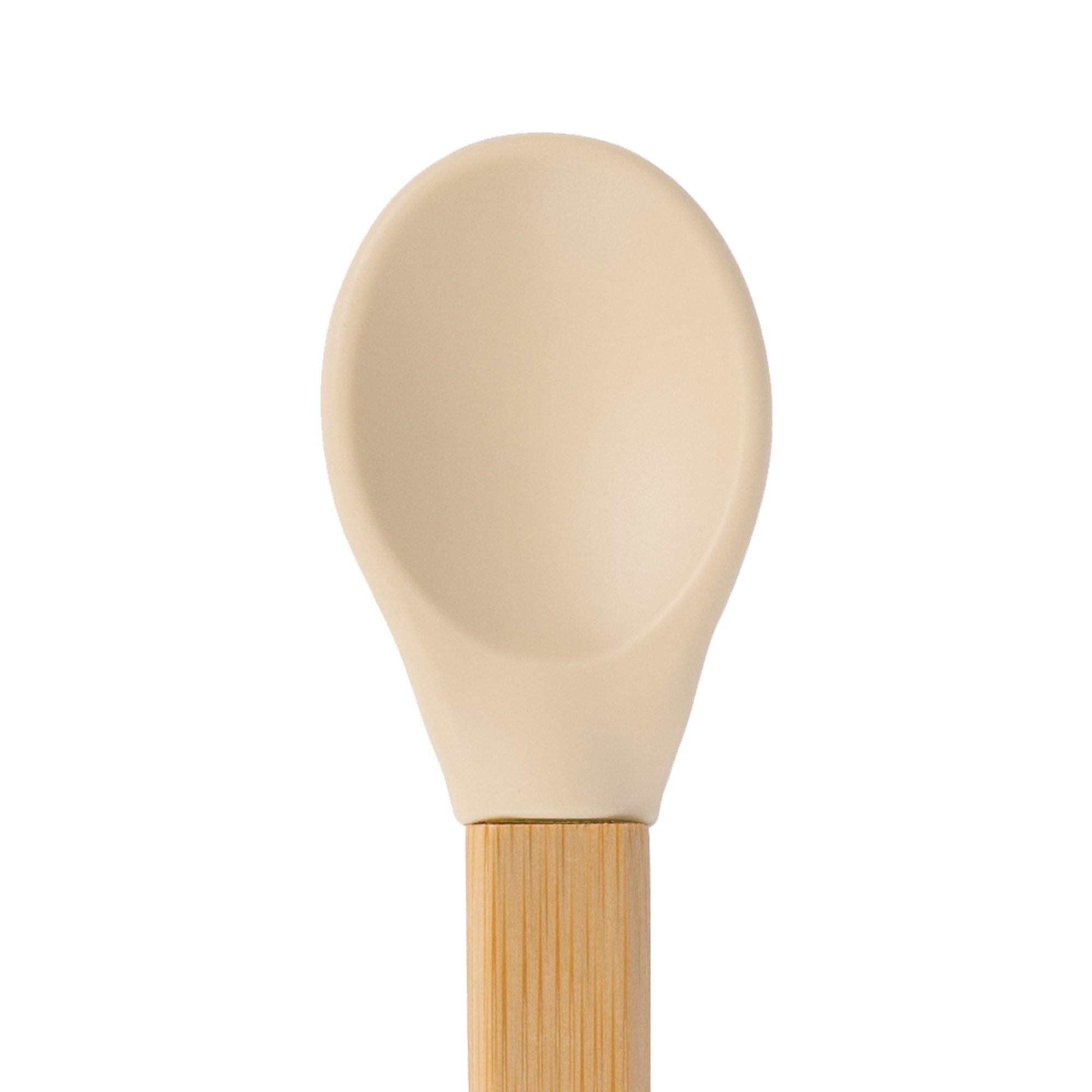 Beige Soft Tip Bamboo Spoon - Silicone Tip