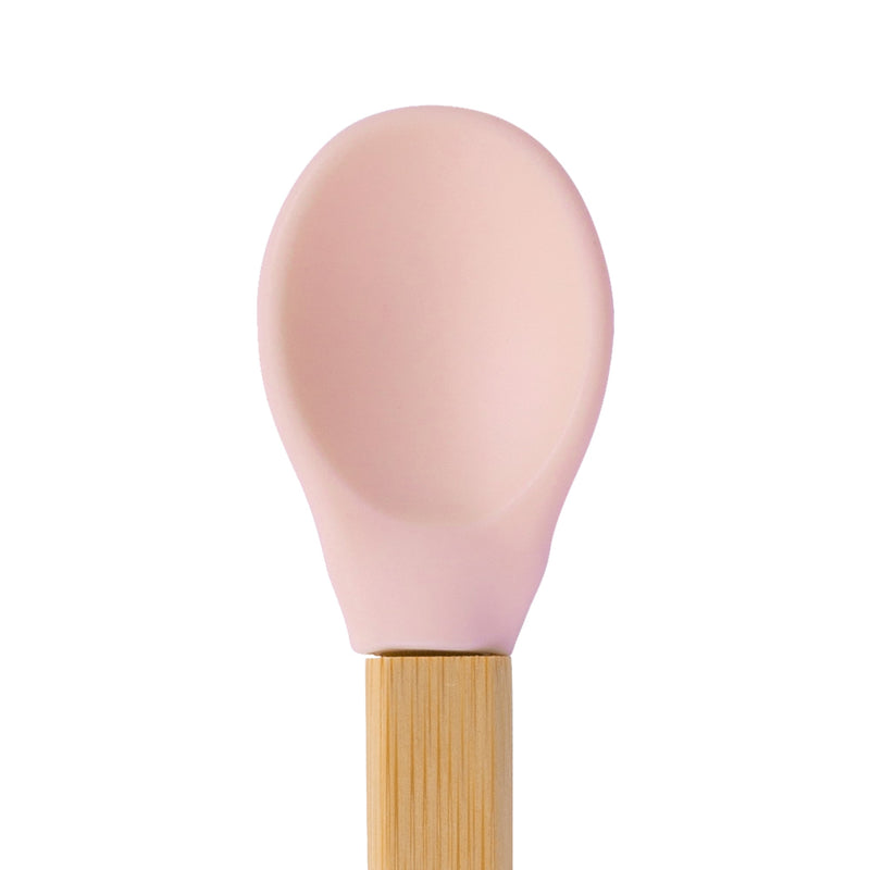 Pastel Pink Soft Tip Bamboo Spoon - Silicone Tip