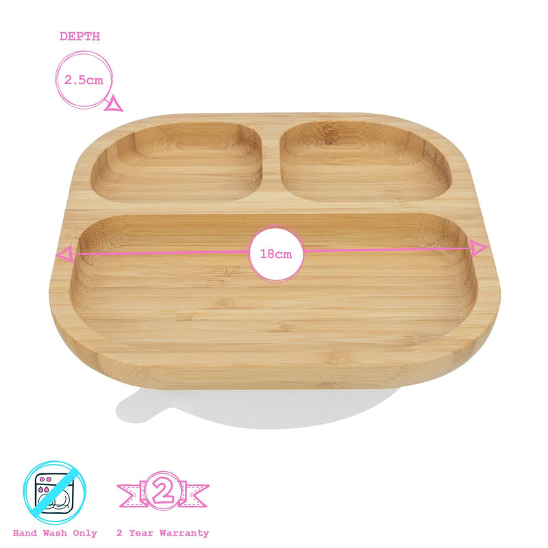Tiny Dining Children's Bamboo Dinner Plate with Suction Cup - Pink