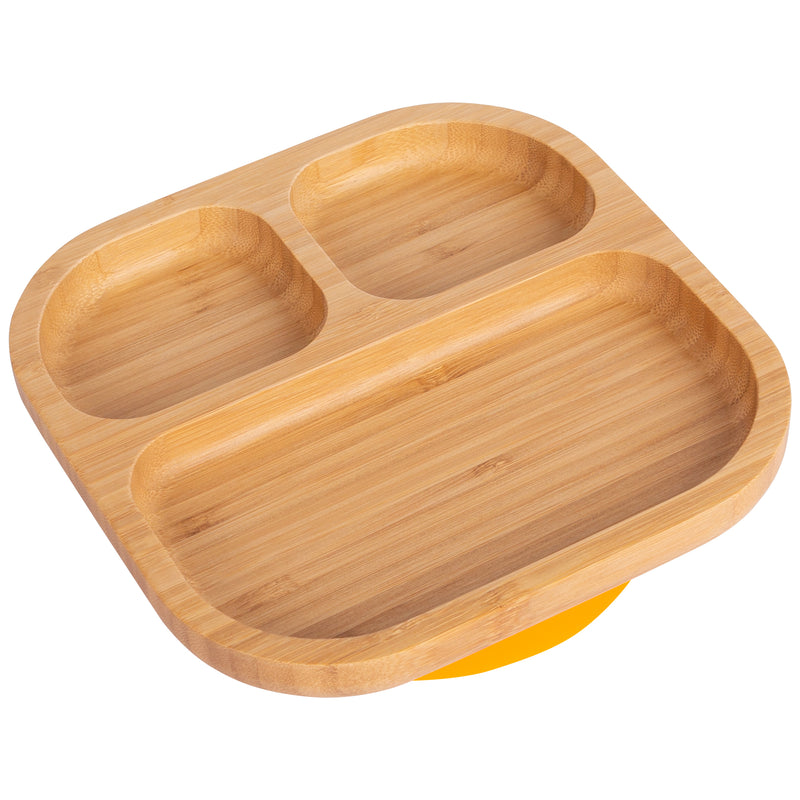 Tiny Dining Children's Bamboo Dinner Plate with Suction Cup - Yellow