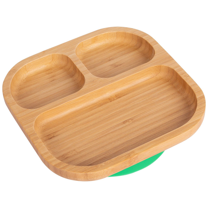 Tiny Dining Children's Bamboo Dinner Plate with Suction Cup - Green