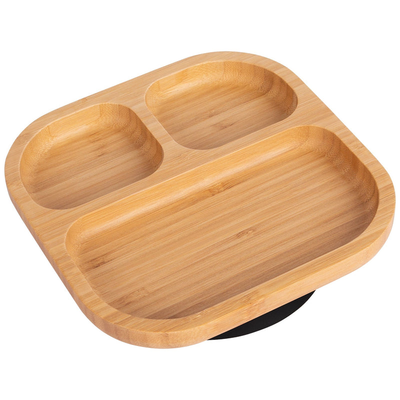 Tiny Dining Children's Bamboo Dinner Plate with Suction Cup - Black