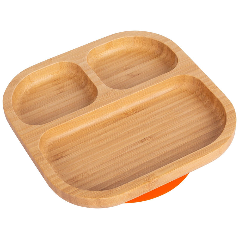 Tiny Dining Children's Bamboo Dinner Plate with Suction Cup - Orange