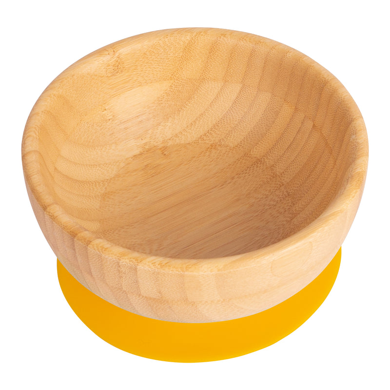Tiny Dining Children's Bamboo Bowl with Suction Cup - Yellow