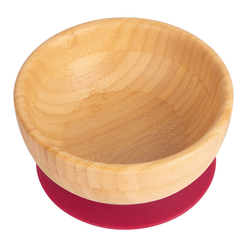 Tiny Dining Children's Bamboo Bowl with Suction Cup - Red