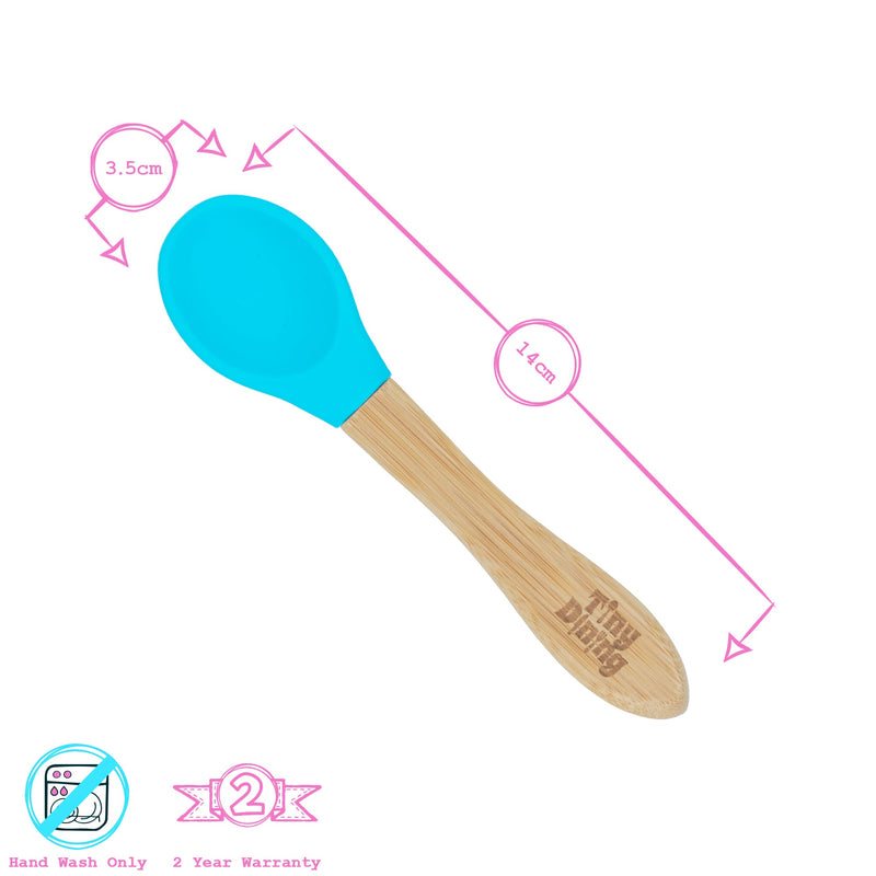 Navy Soft Tip Bamboo Spoon - Silicone Tip