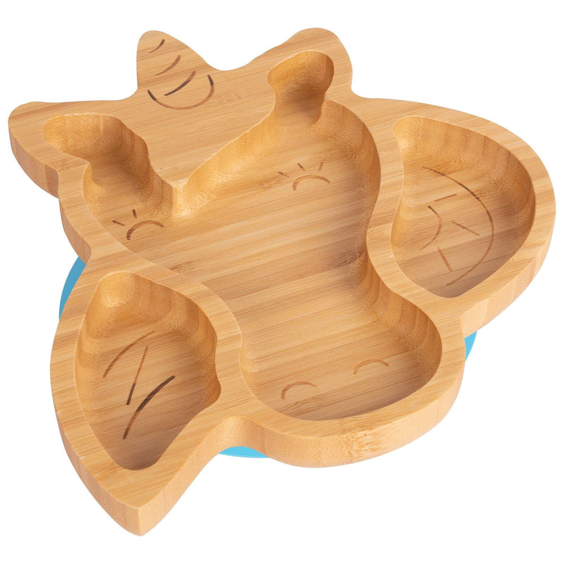 Tiny Dining Children's Bamboo Unicorn Plate with Suction Cup - Blue