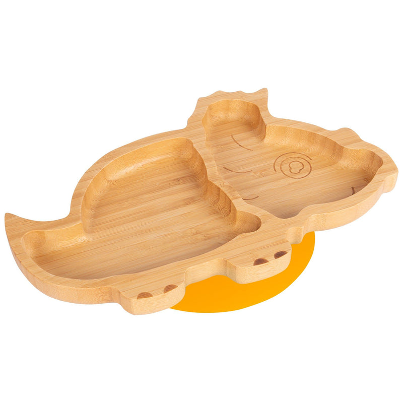 Tiny Dining Children's Bamboo Dinosaur Plate with Suction Cup - Yellow