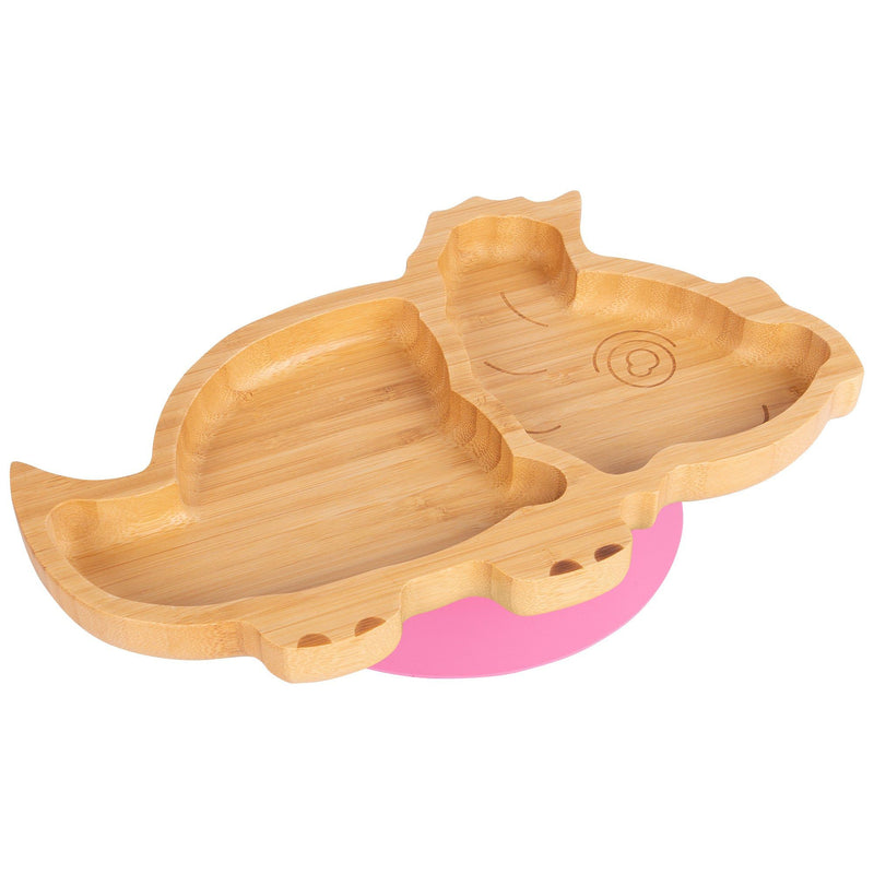 Tiny Dining Children's Bamboo Dinosaur Plate with Suction Cup - Pink