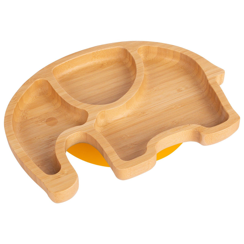Tiny Dining Children's Bamboo Elephant Plate with Suction Cup - Yellow