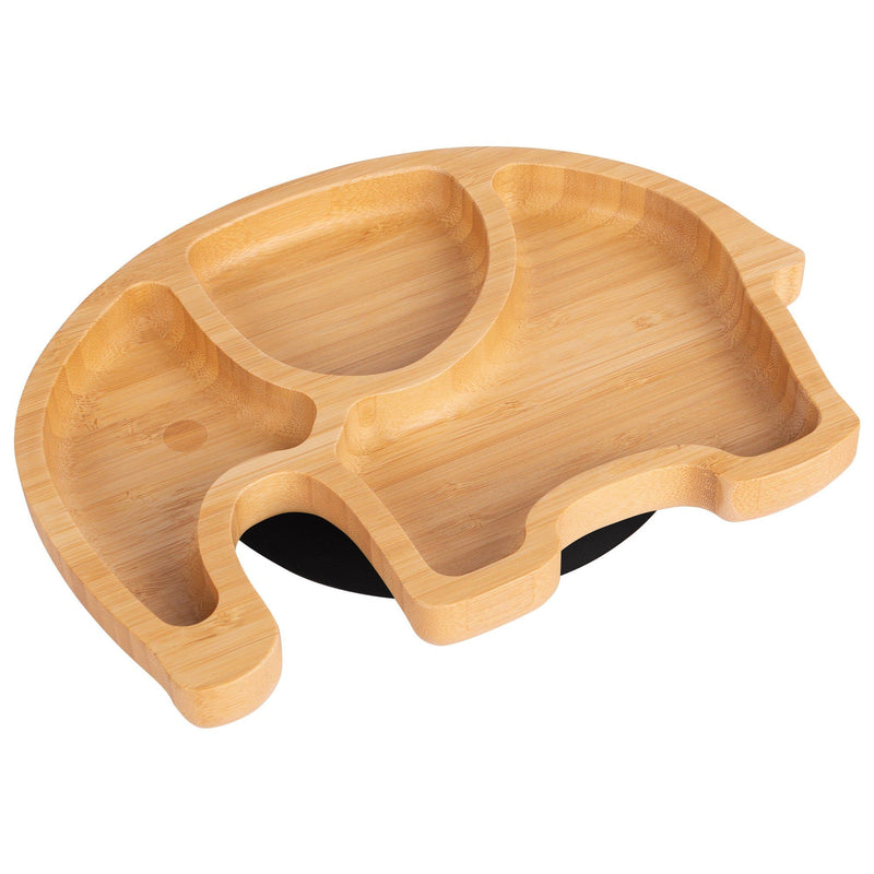 Tiny Dining Children's Bamboo Elephant Plate with Suction Cup - Black
