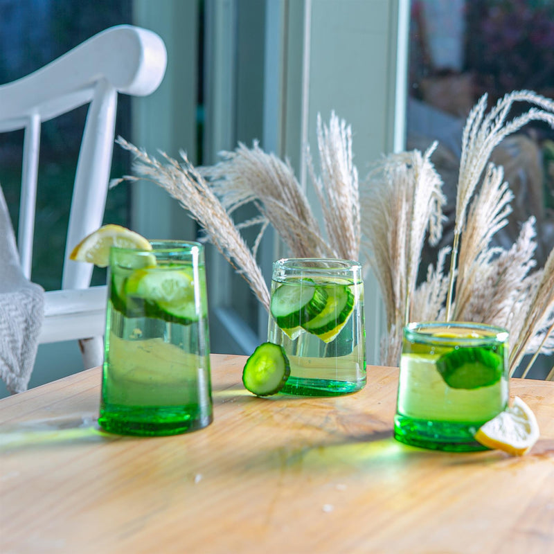 Nicola Spring Merzouga Recycled Tumbler Glass - 200ml - Green