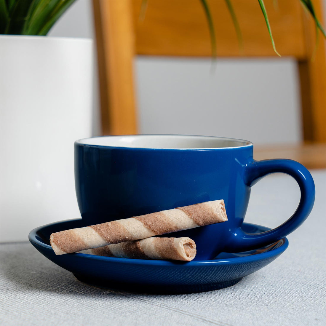 Coloured Cappuccino Saucer - 14cm - Navy