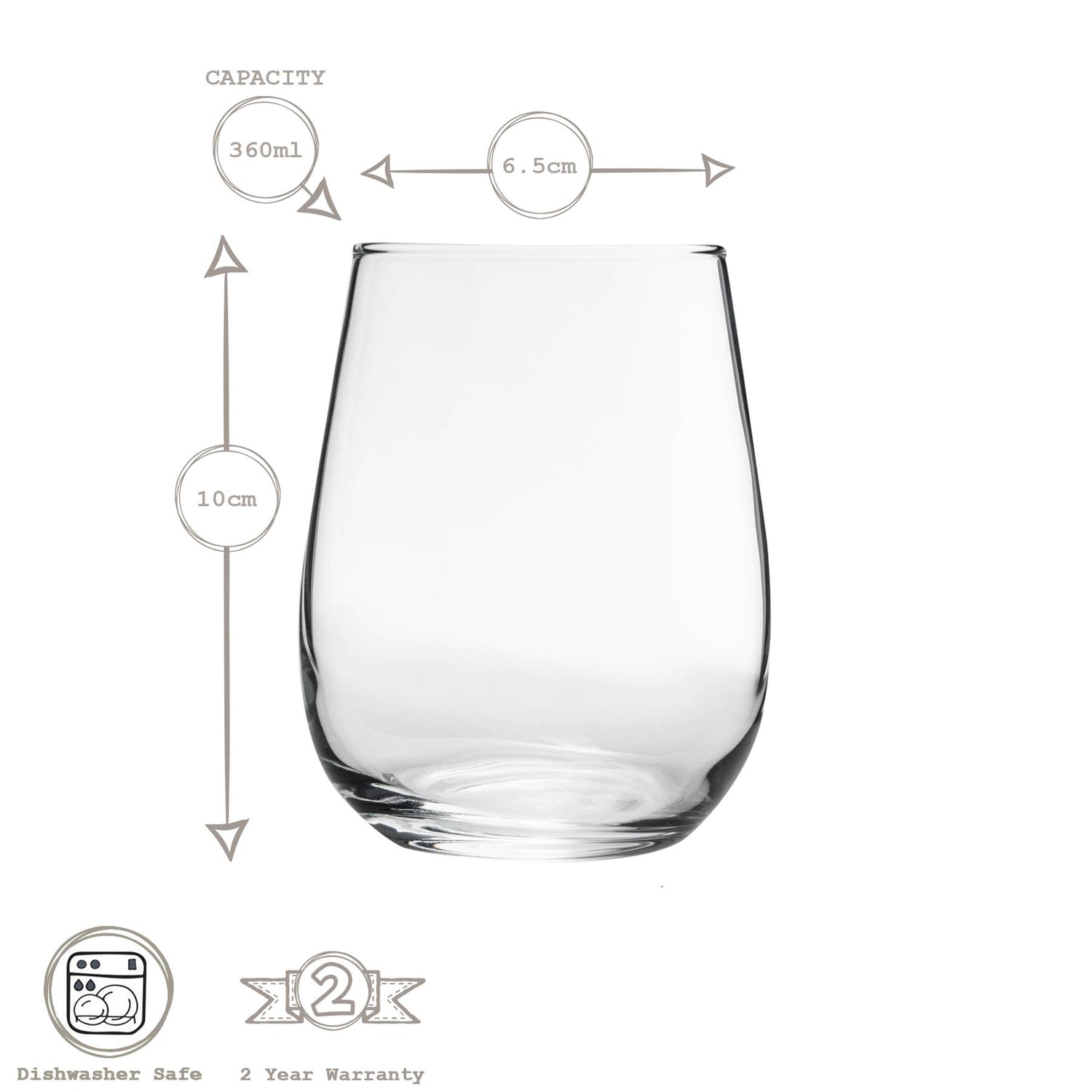 360ml Gaia Stemless White Wine Glass