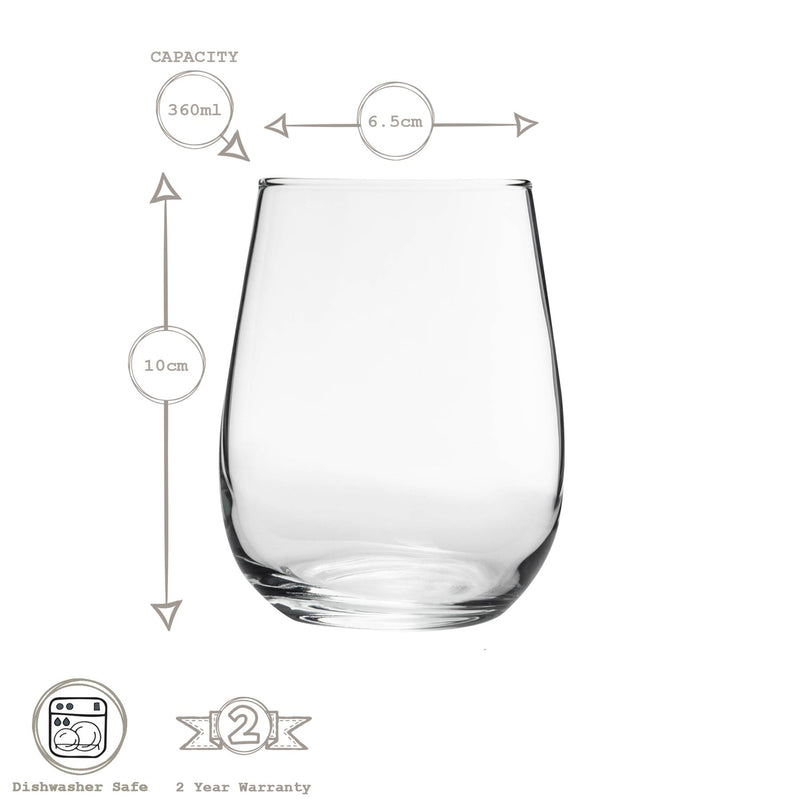 360ml Gaia Stemless White Wine Glass - By LAV