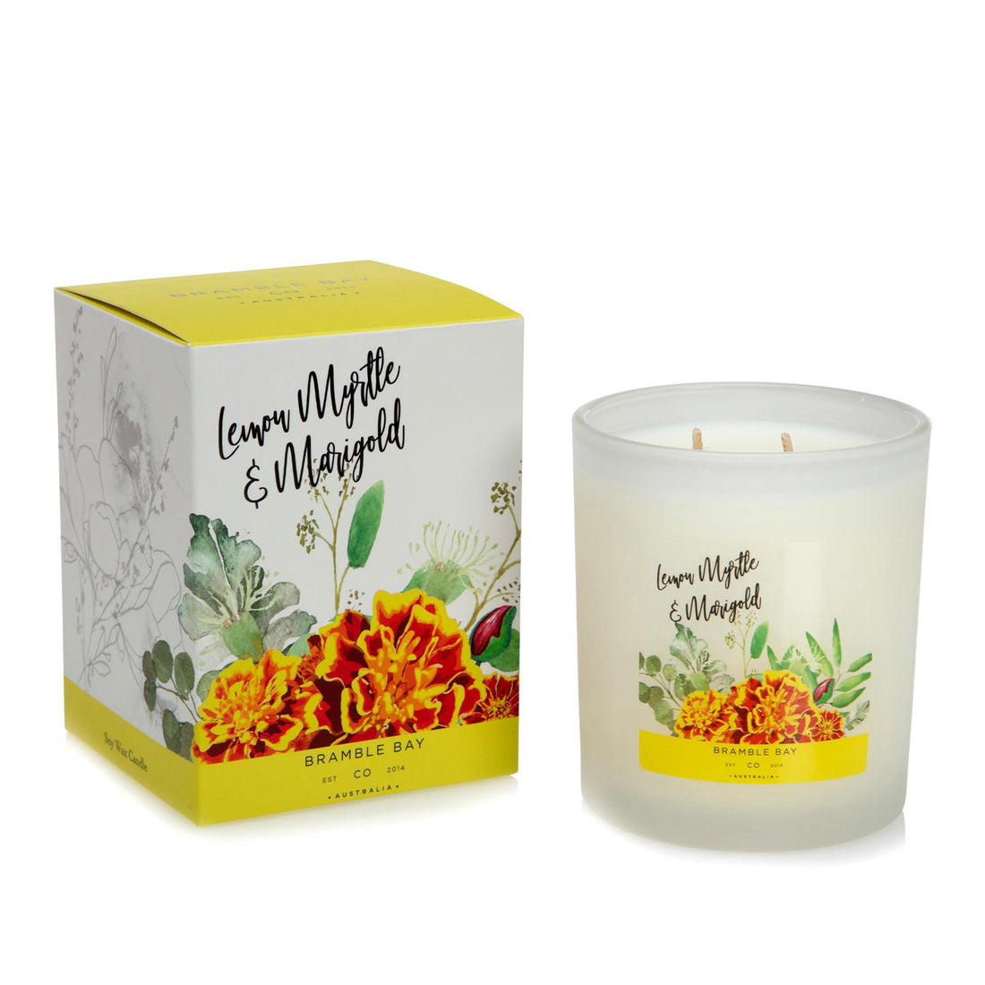 300g Lemon Myrtle &amp; Marigold Bath &amp; Body Soy Wax Scented Candle - By Bramble Bay