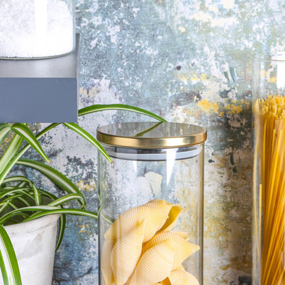 Glass Storage Jar with Metal Lid - 1.5 Litre - Gold