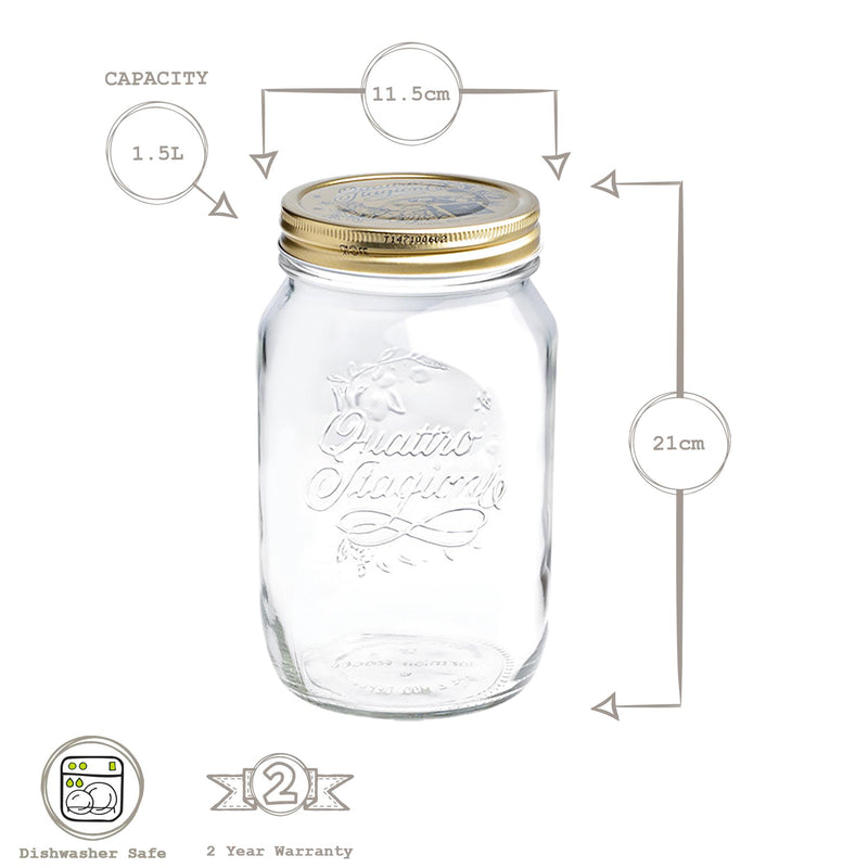 Bormioli Rocco Quattro Stagioni Glass Storage Jar - 1.5 Litre