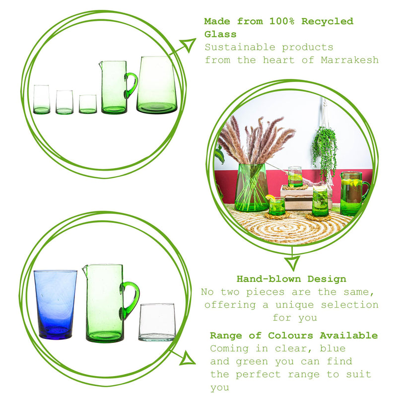 Nicola Spring Merzouga Recycled Tumbler Glass - 200ml - Green