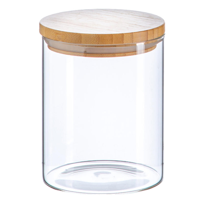 Argon Tableware Scandi Glass Storage Jar with Wooden Lid - 750ml