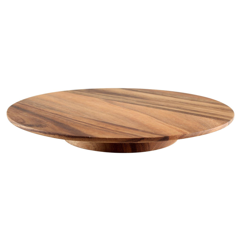 29cm Baroque Round Wooden Revolving Platter - Brown - By T&G