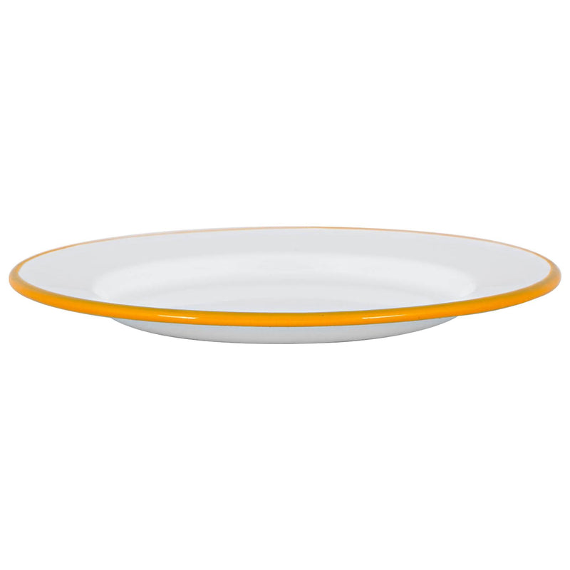 Argon Tableware White Enamel Dinner Plate - 25.5cm - Yellow