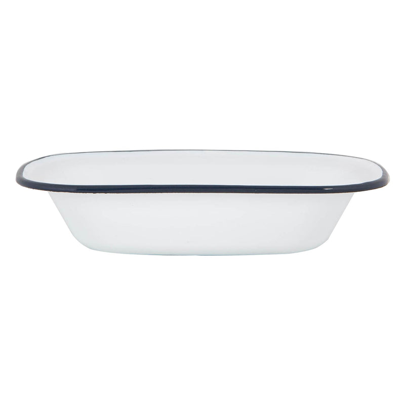Argon Tableware White Enamel Pie Dish - 25.5cm - Navy