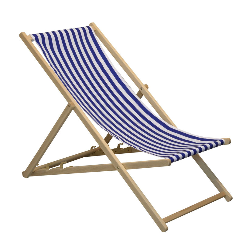 Harbour Housewares Garden Deck Chair Beach Style - Blue/White